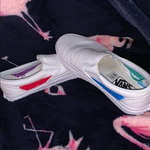 Size 6 white vans hand stitched worn once.